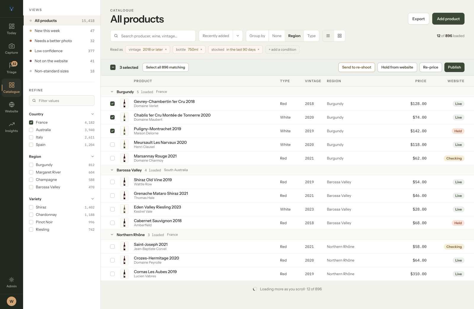 vora — product catalogue